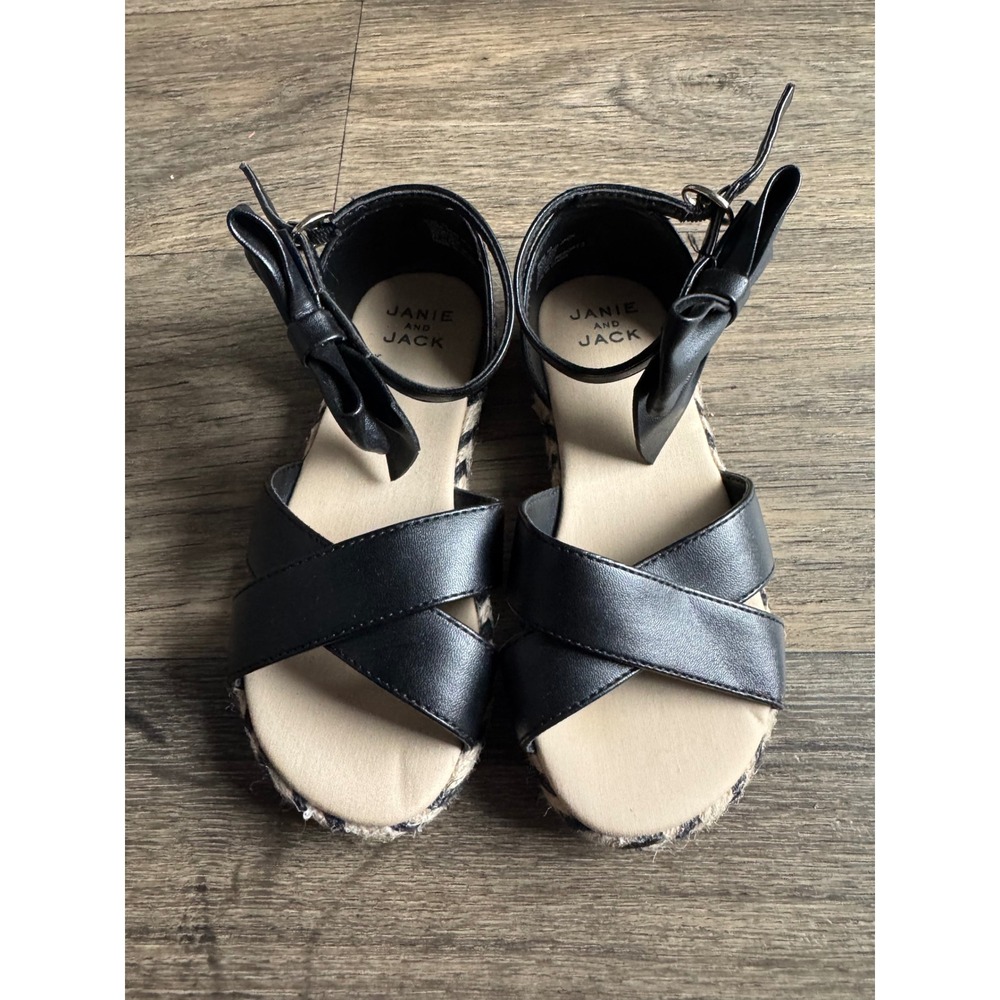 Janie and Jack Black Bow Strappy Sandals Toddler‎ Girls Size 10